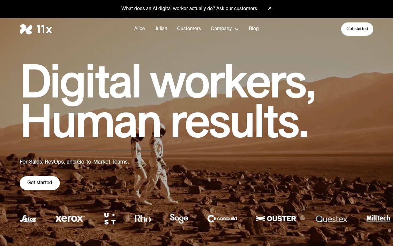 Screenshot of 11x AI website