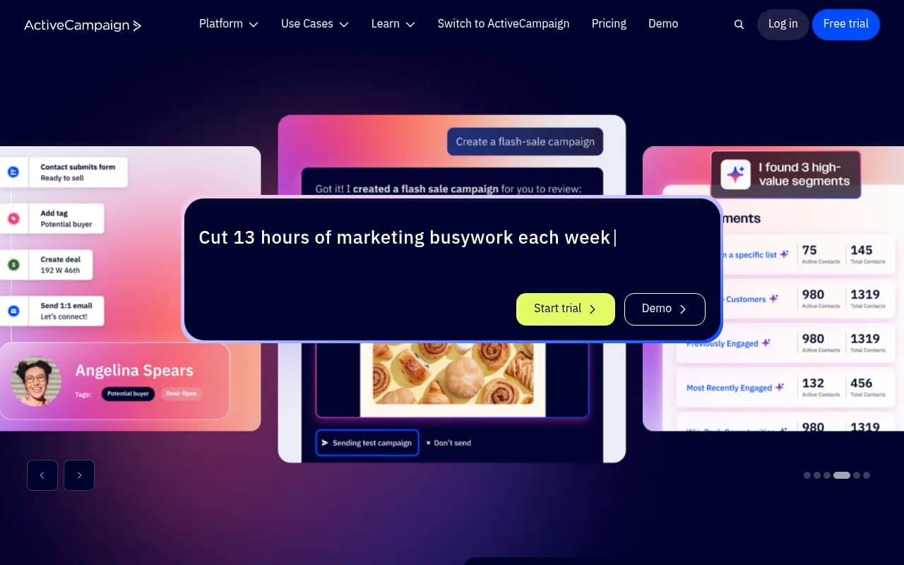 Screenshot of ActiveCampaign website