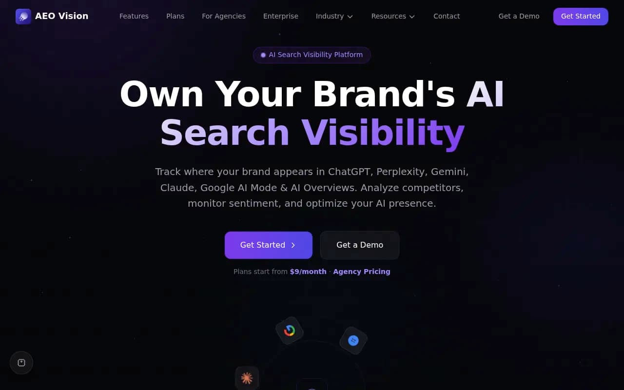 Screenshot of AEO Vision website