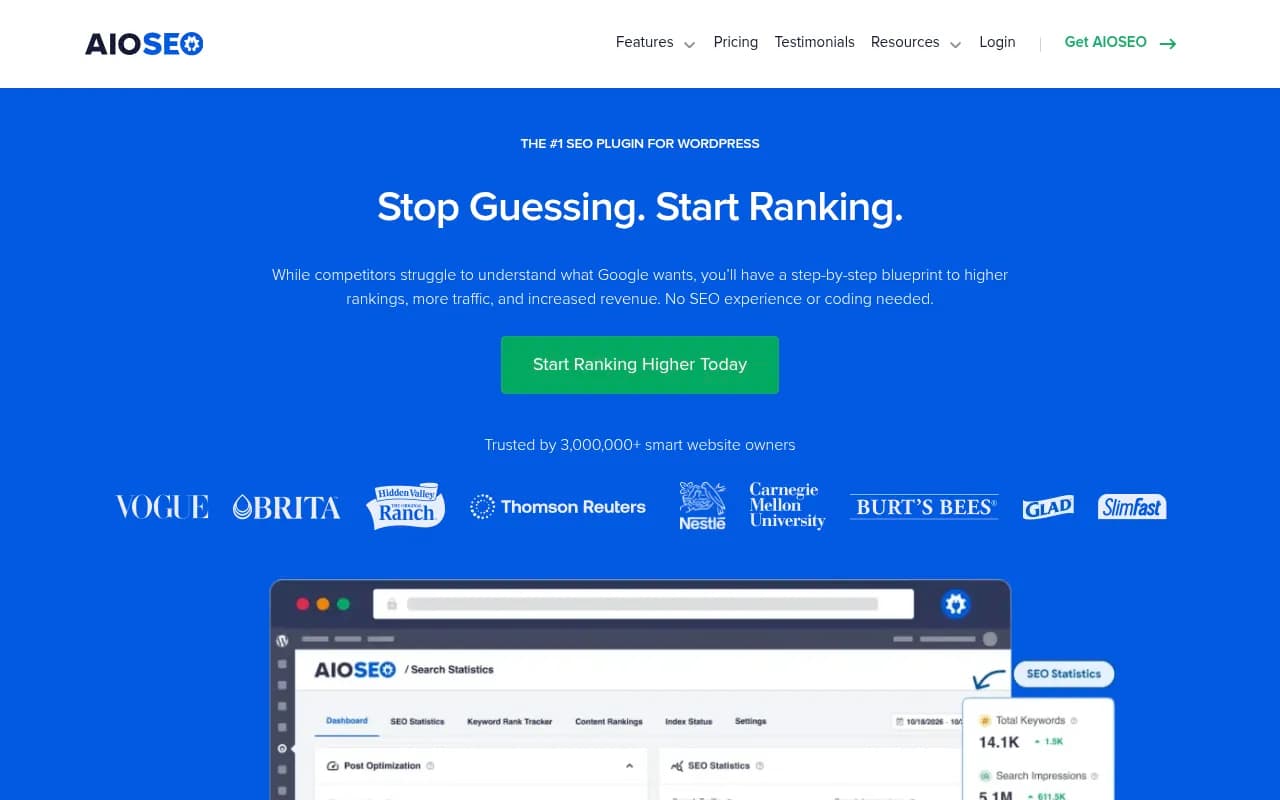 Screenshot of AIOSEO website