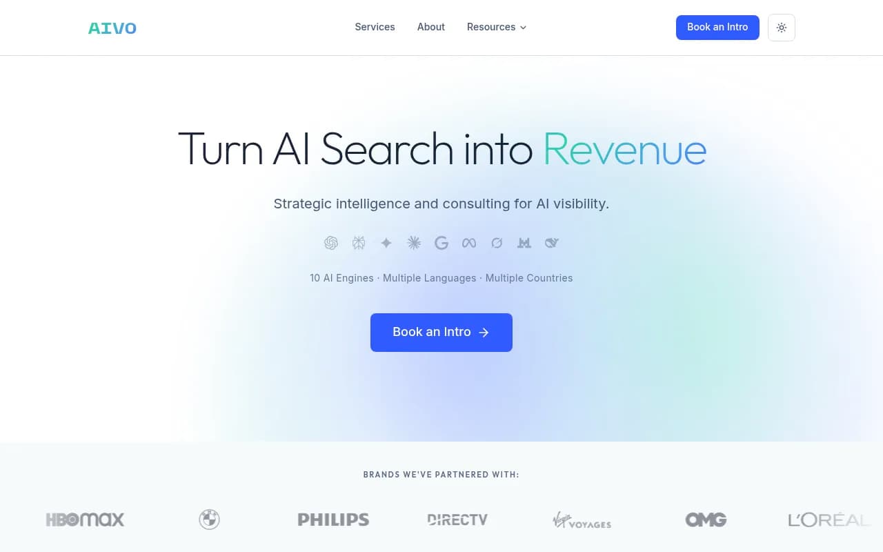 Screenshot of AIVO website