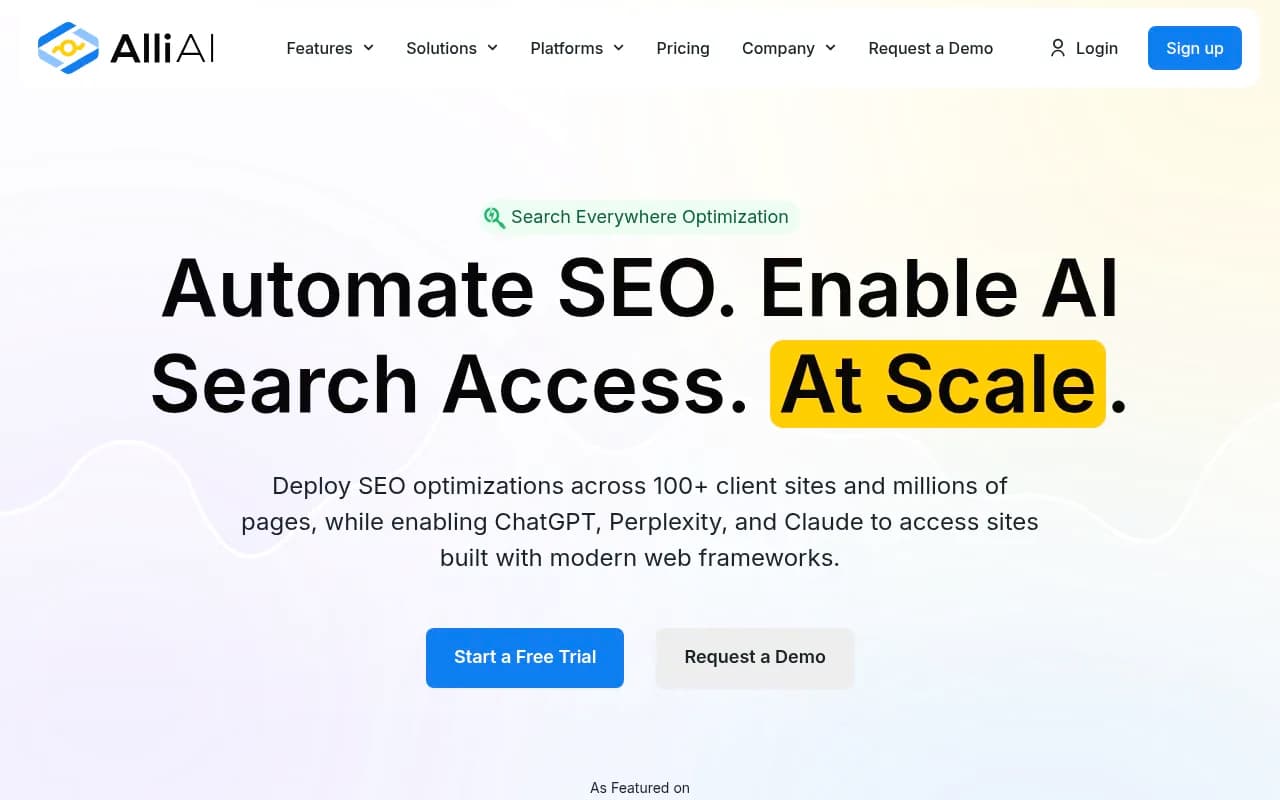 Screenshot of Alli AI website