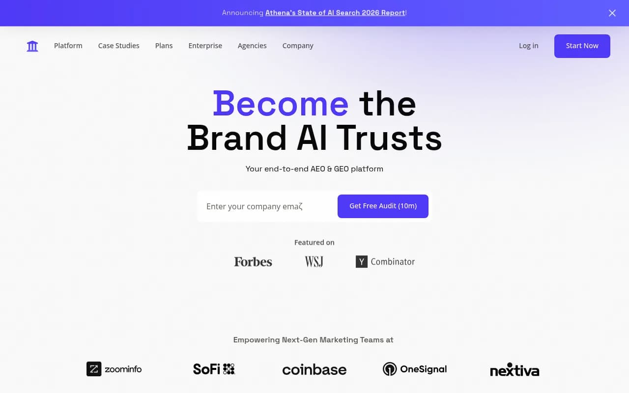 Screenshot of Athena HQ website