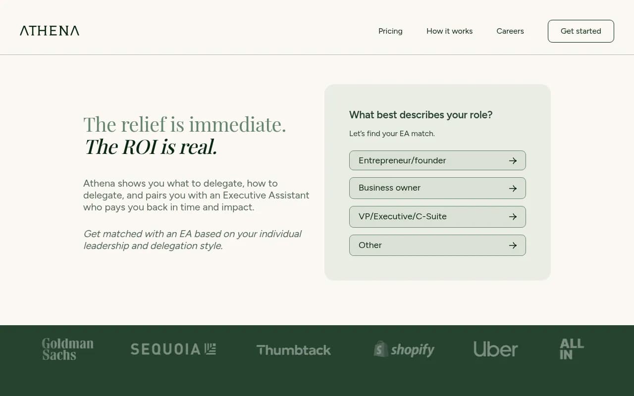 Screenshot of AthenaHQ website