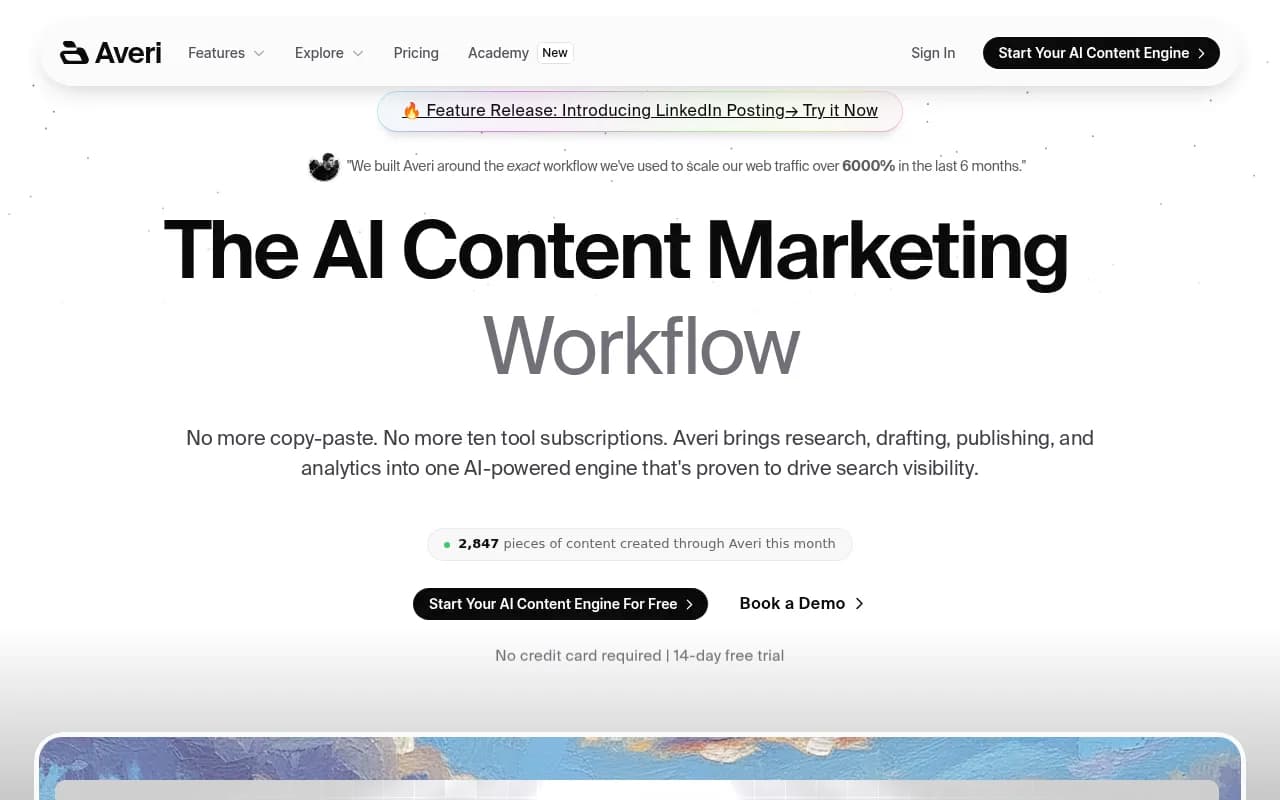 Screenshot of Averi AI website