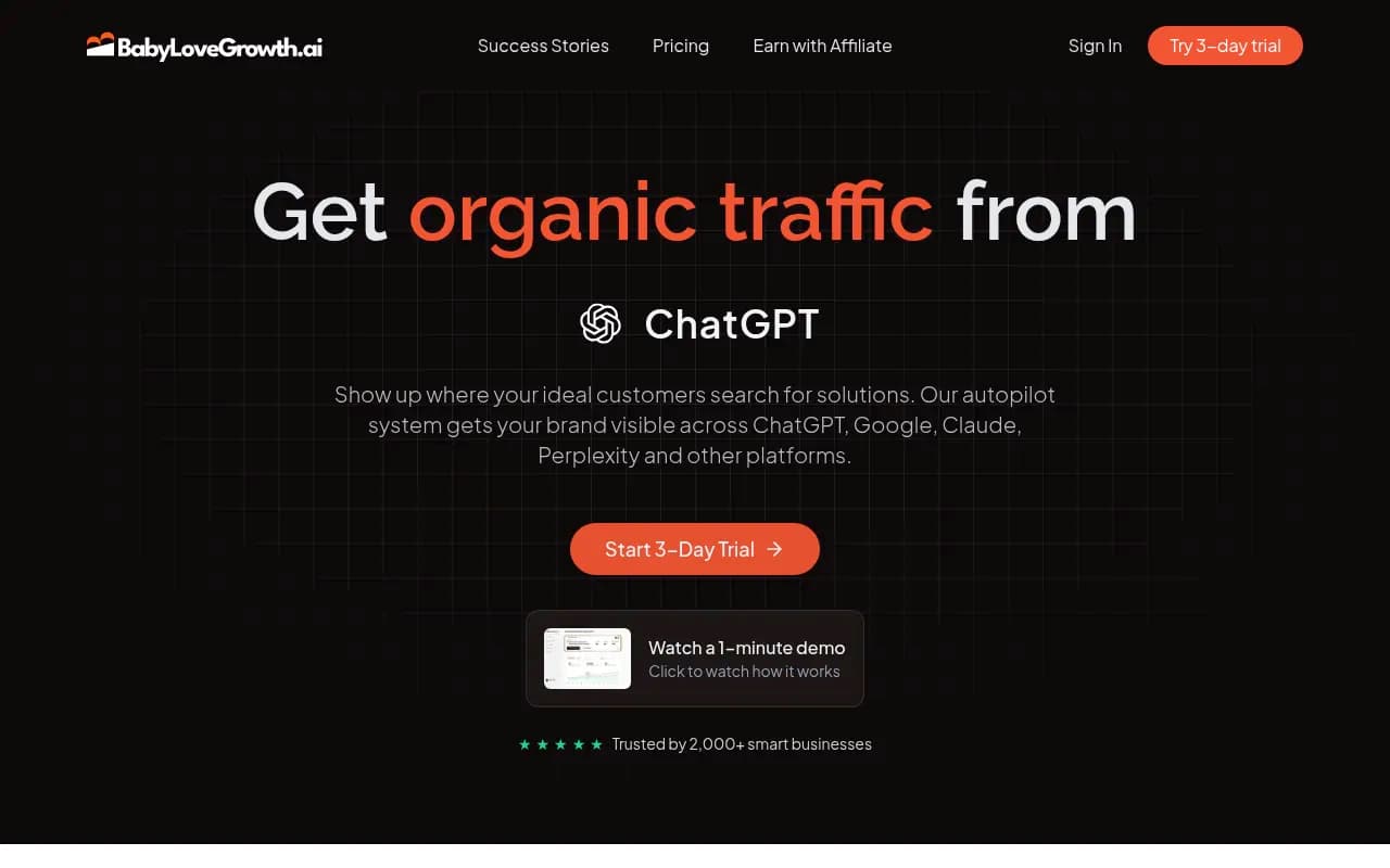 Screenshot of Babylove Growth website