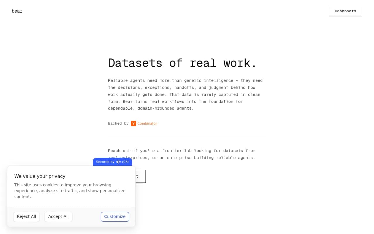 Screenshot of Bear AI website