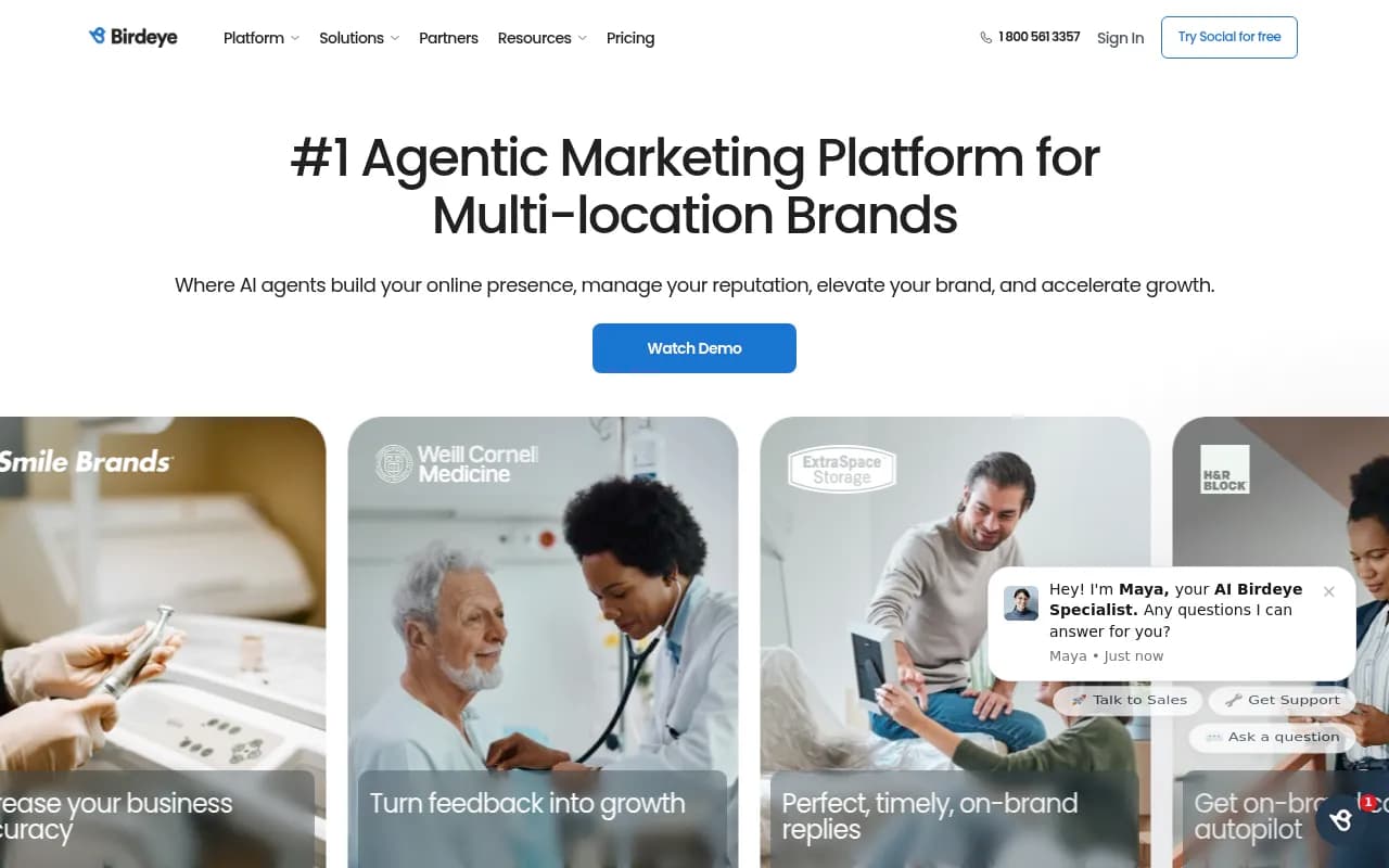 Screenshot of Birdeye website