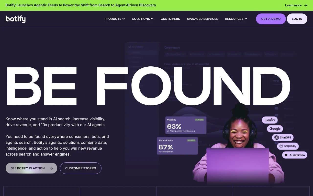 Screenshot of Botify website