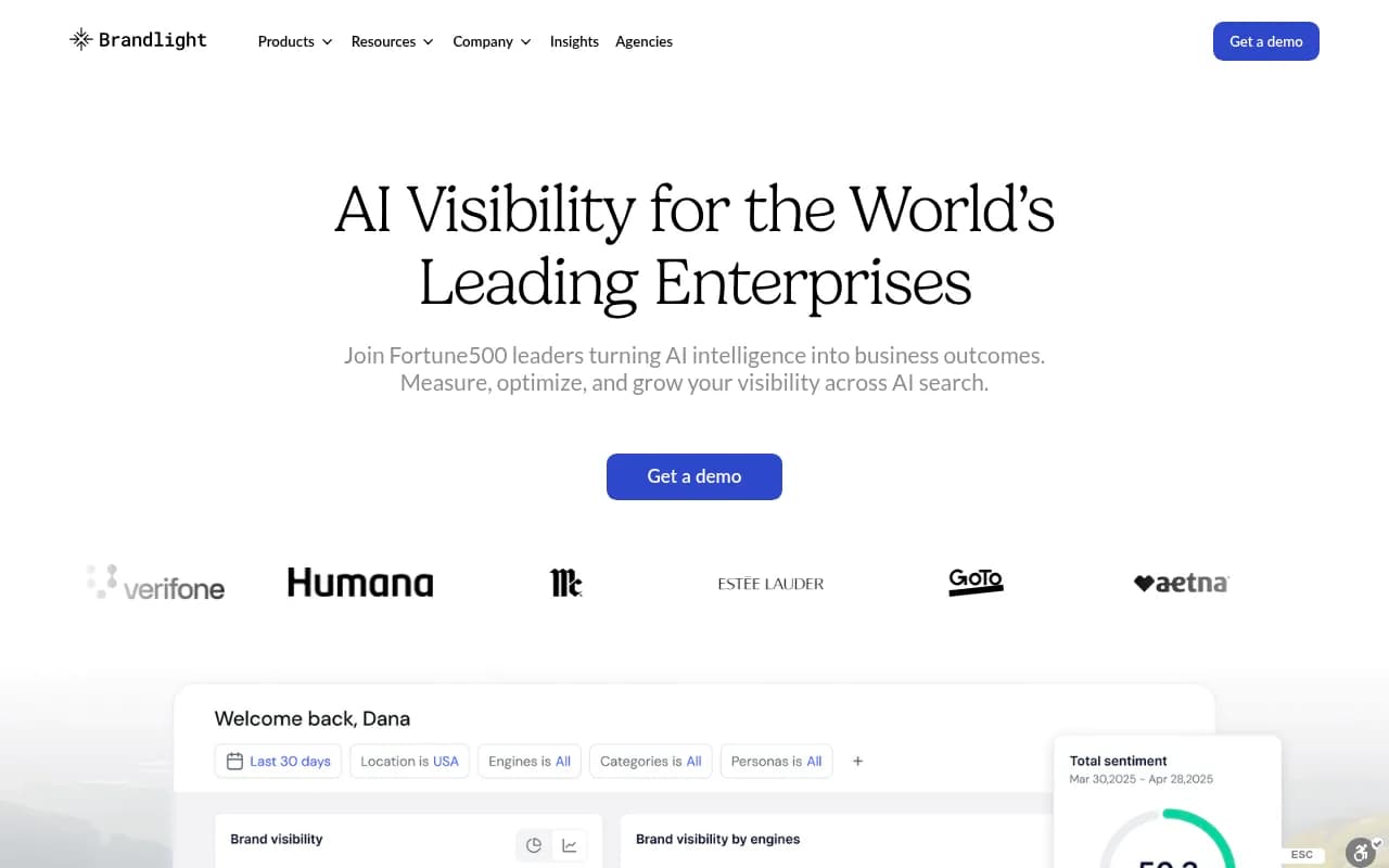 Screenshot of Brandlight website
