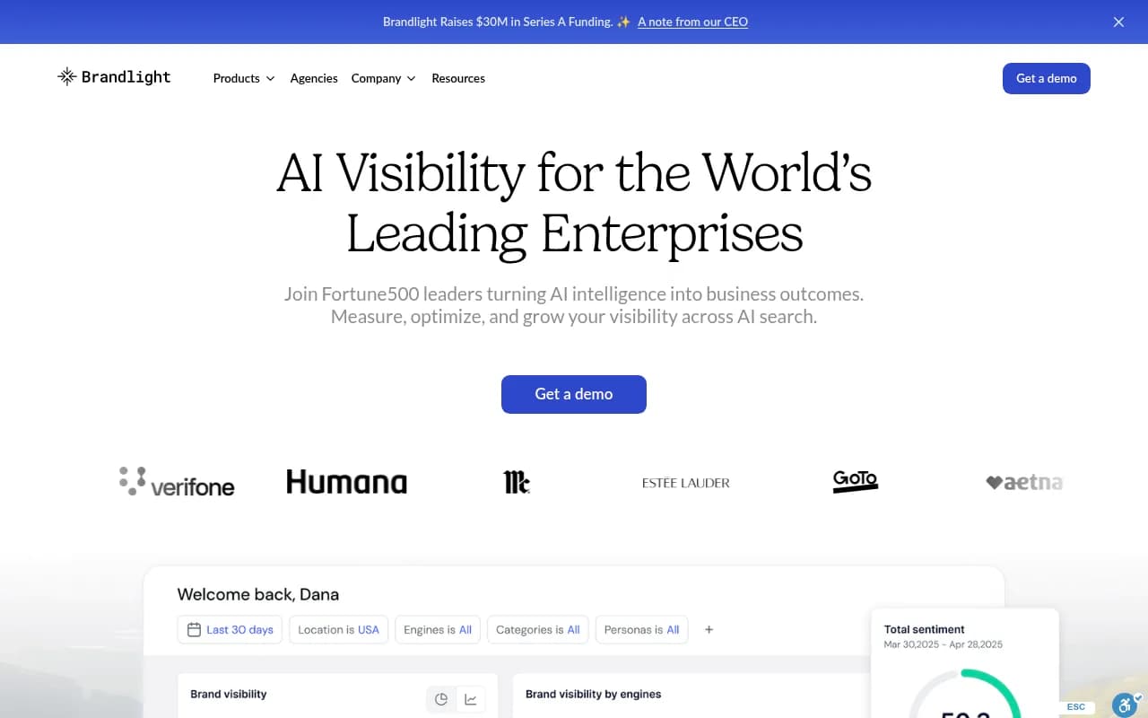 Screenshot of Brandlight.ai website