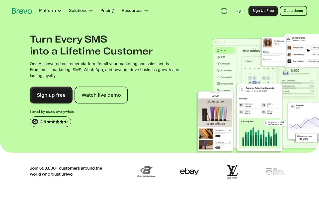 Screenshot of Brevo website