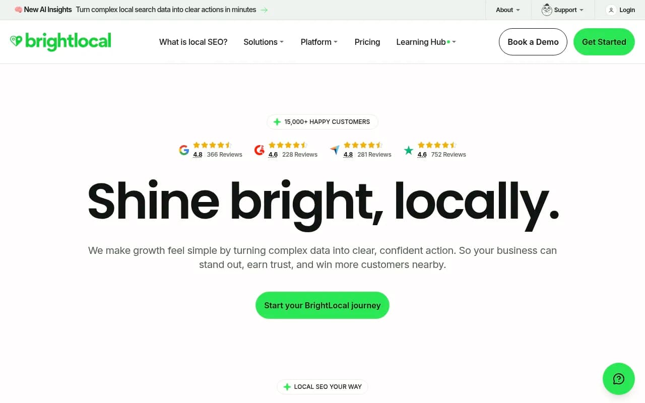 Screenshot of BrightLocal website
