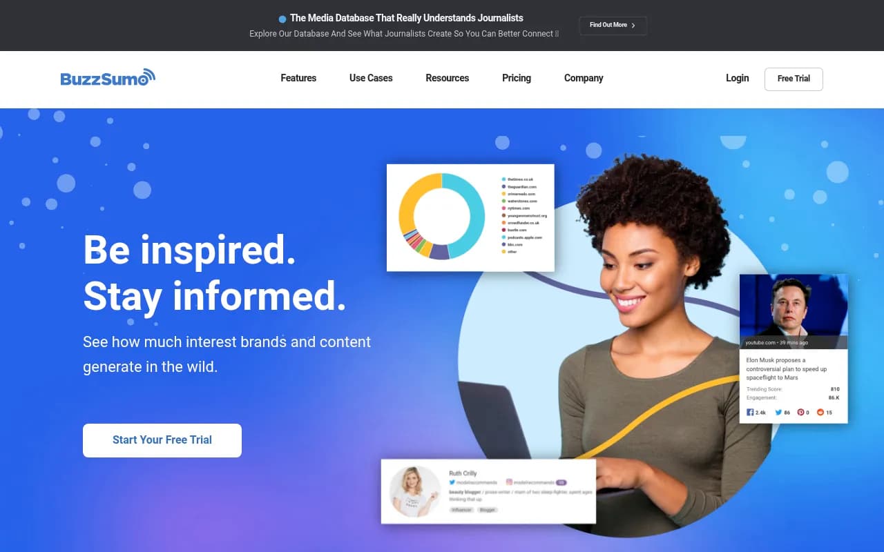 Screenshot of BuzzSumo website