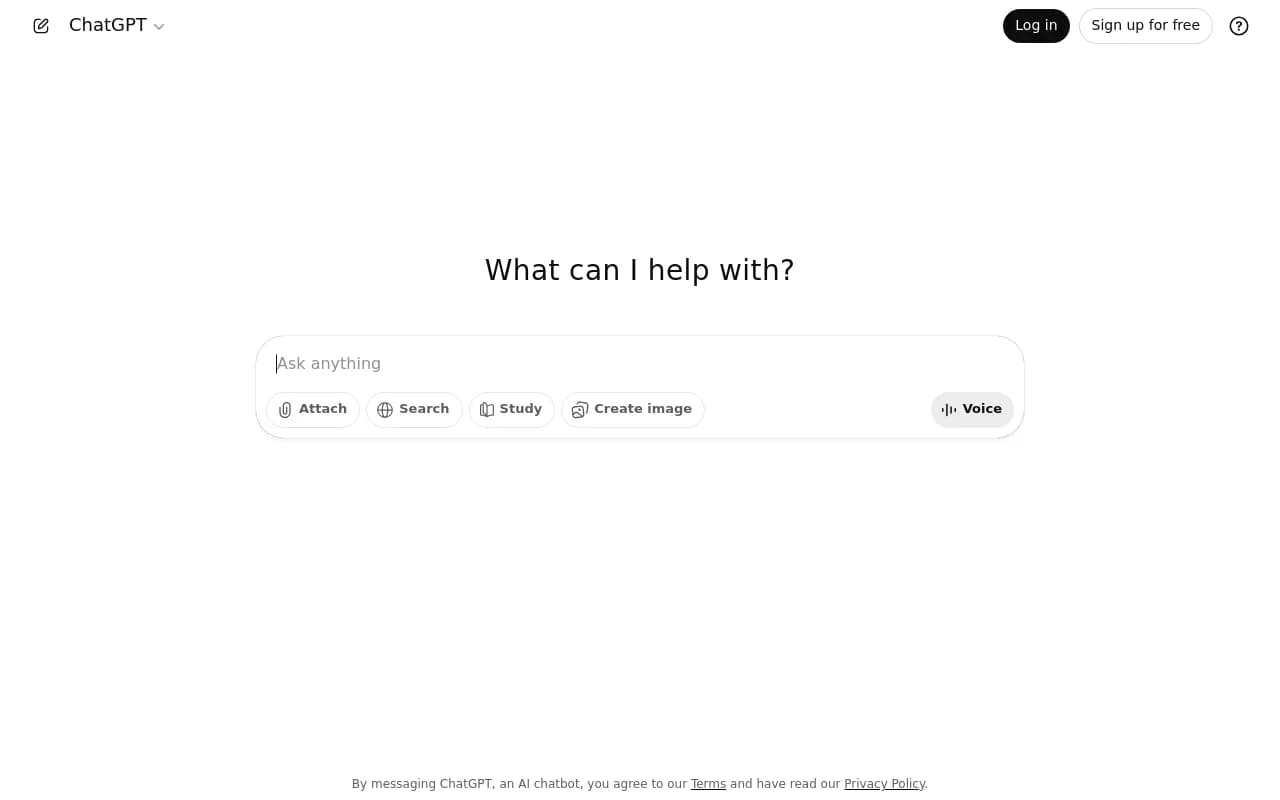 Screenshot of ChatGPT website