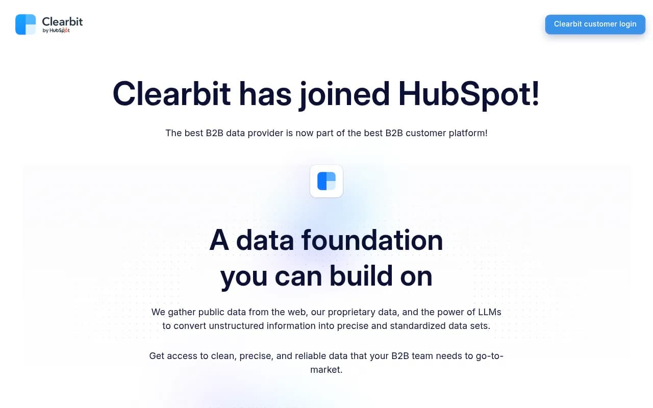 Screenshot of Clearbit website