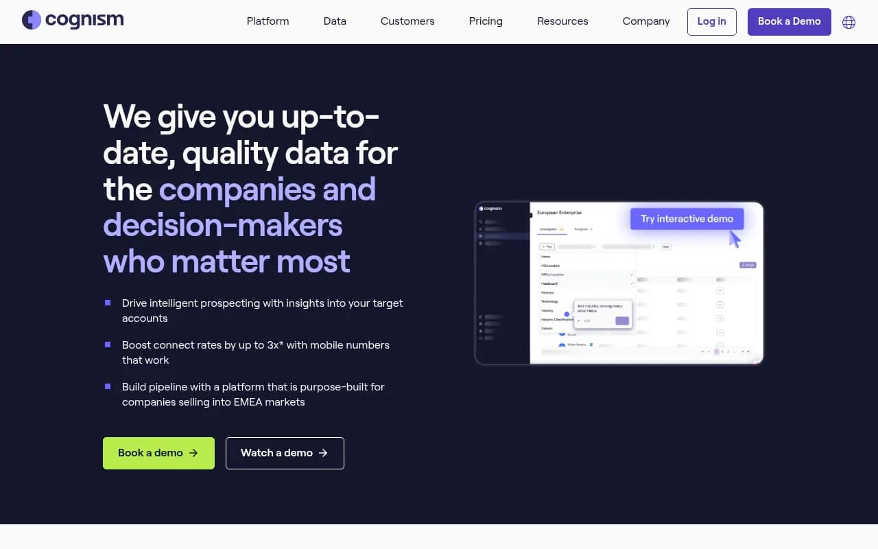 Screenshot of Cognism website
