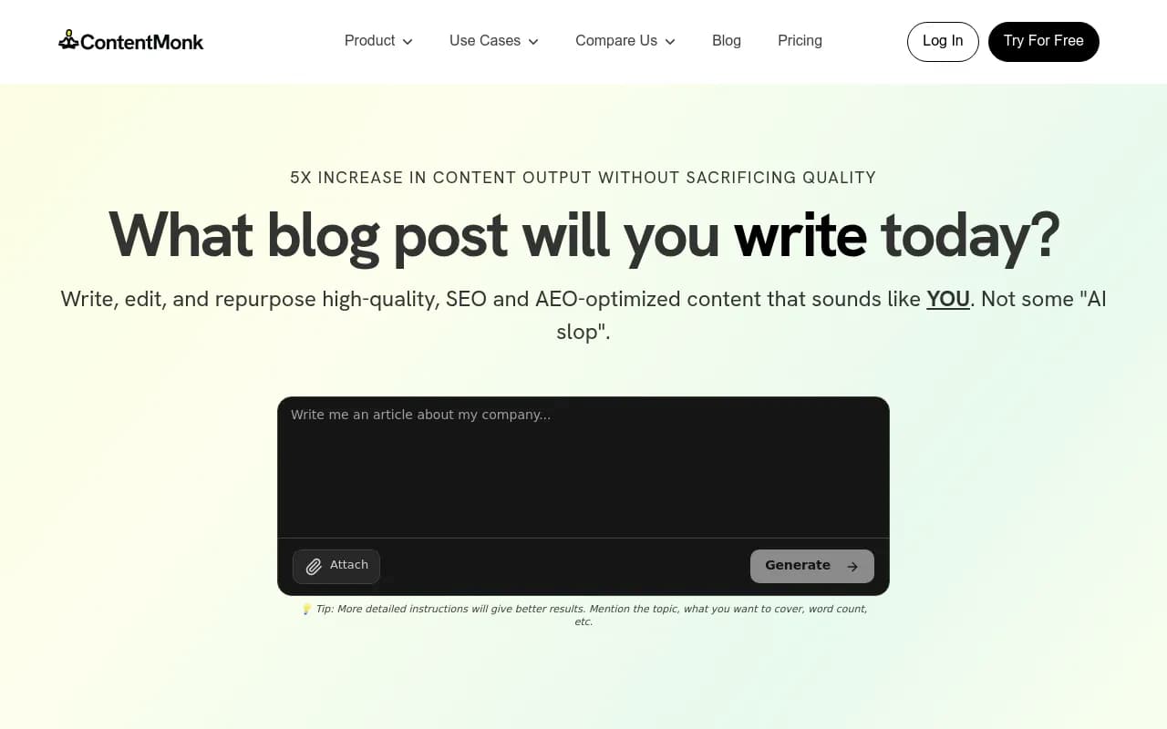 Screenshot of ContentMonk website