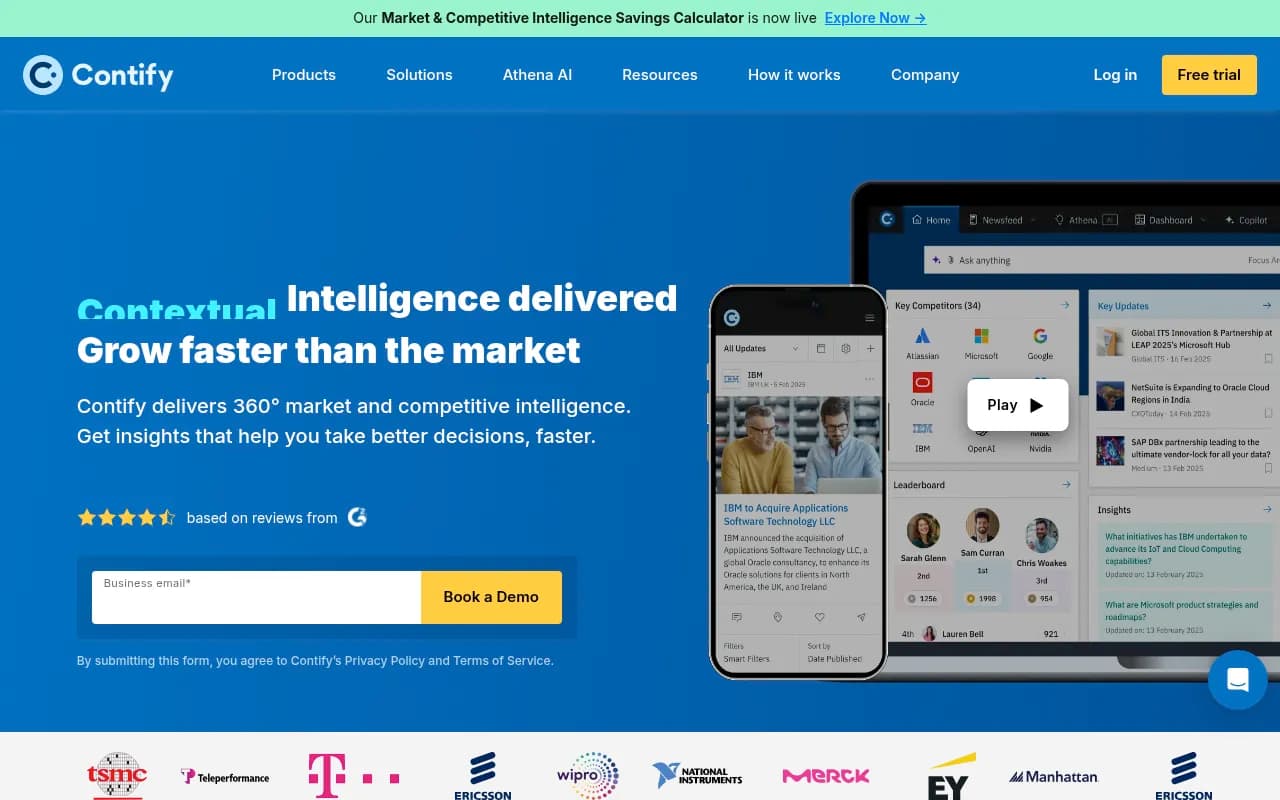 Screenshot of Contify website