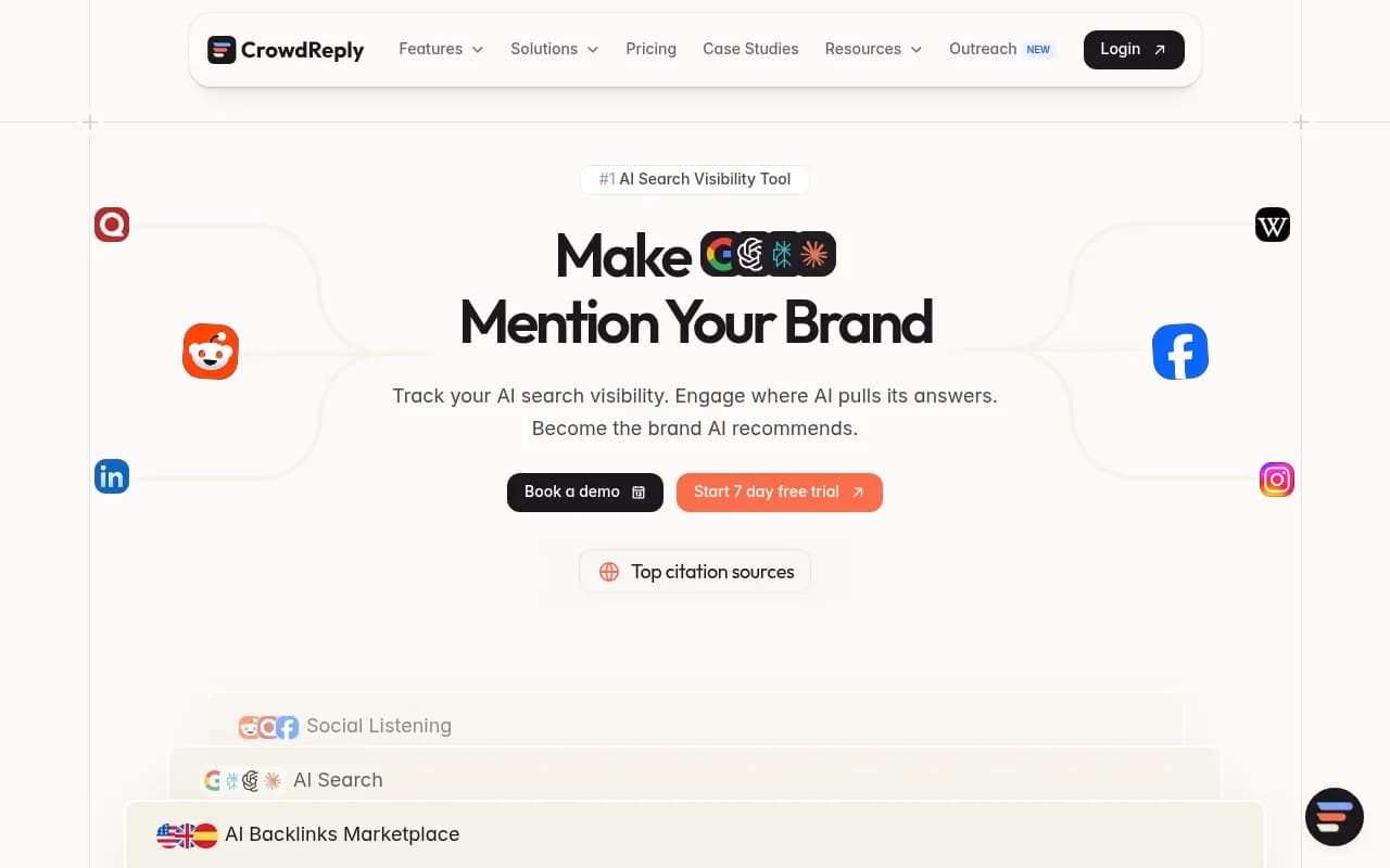 Screenshot of CrowdReply website