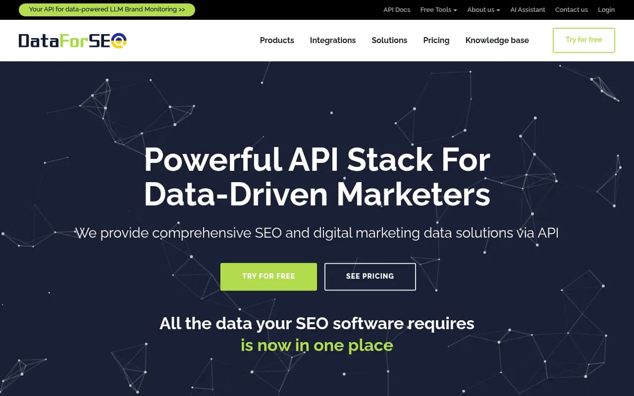 Screenshot of DataForSEO website