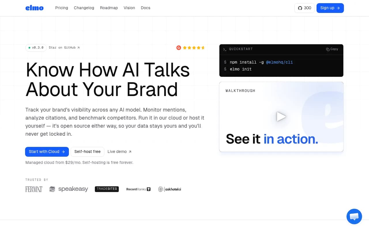 Screenshot of Elmo website
