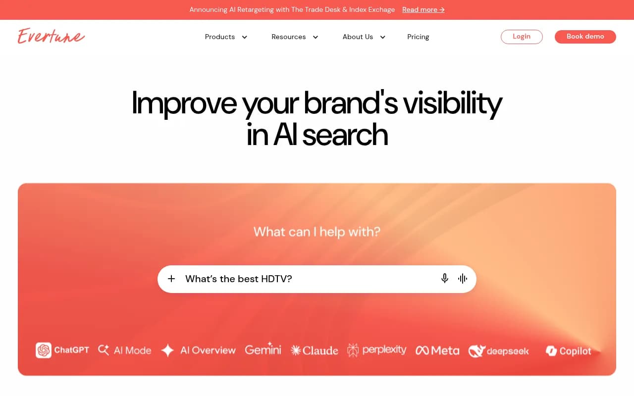 Screenshot of Evertune website