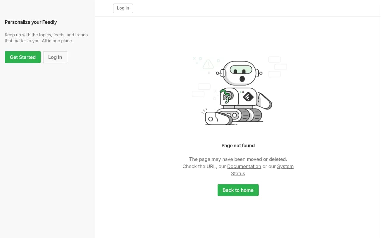 Screenshot of Feedly Market Intelligence website