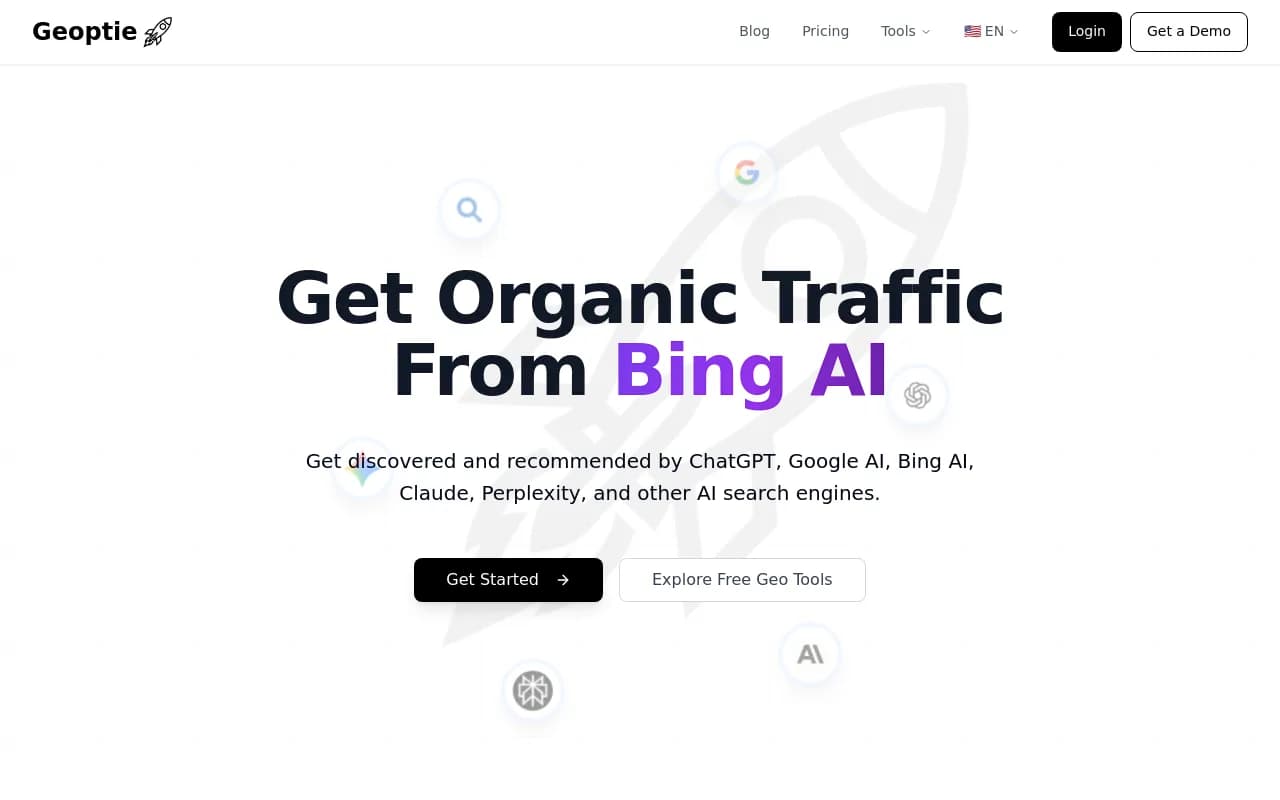 Screenshot of Geoptie website