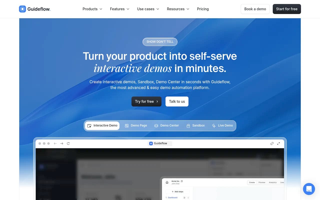Screenshot of Guideflow website