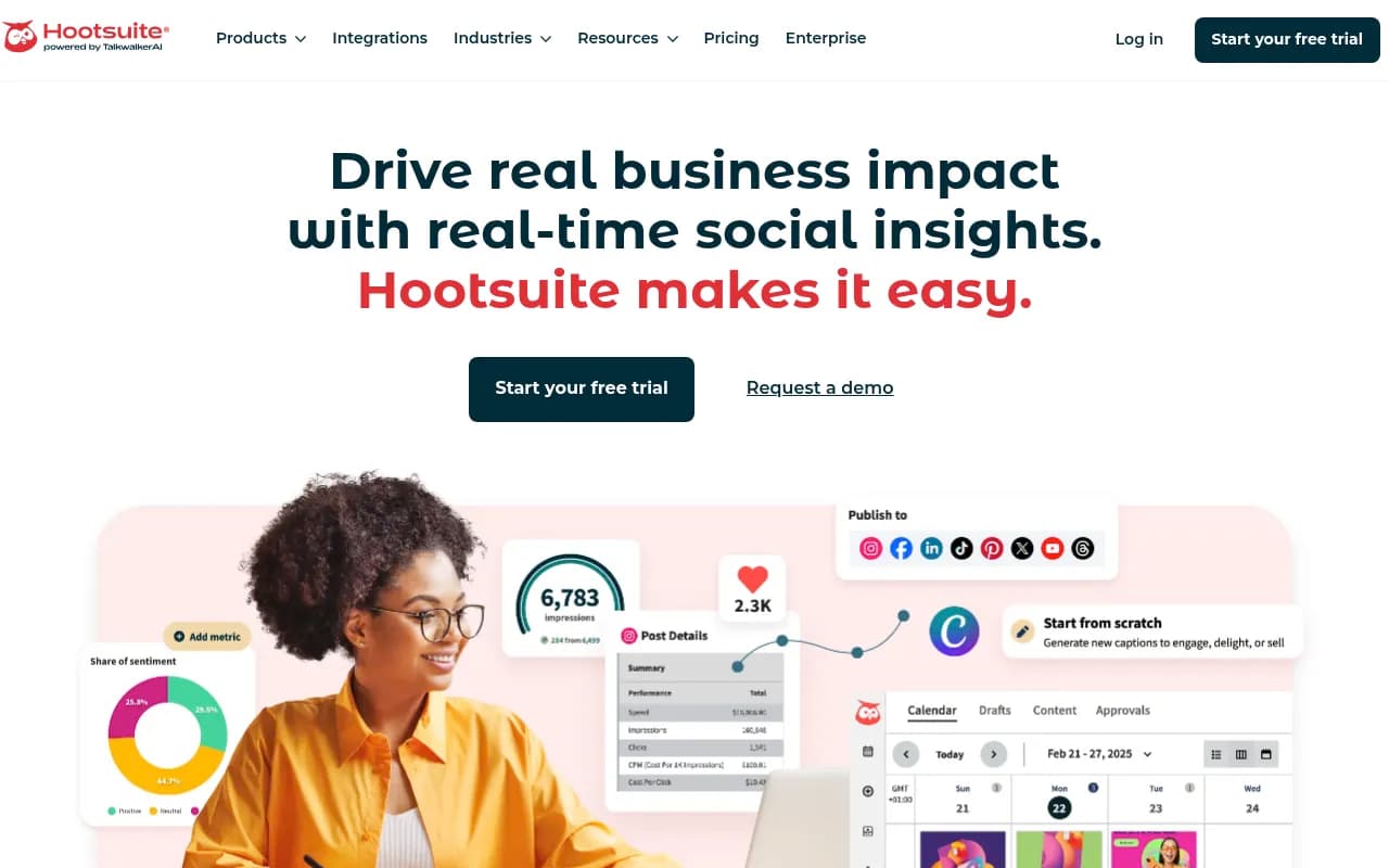 Screenshot of Hootsuite website