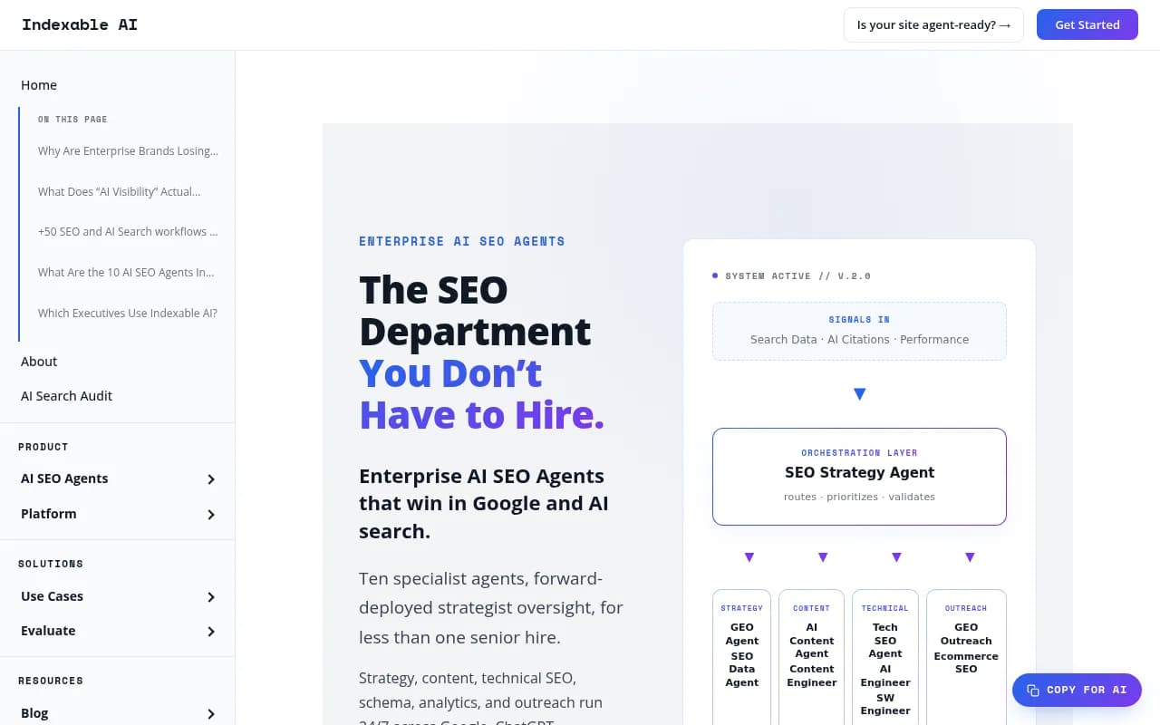 Screenshot of Indexable website