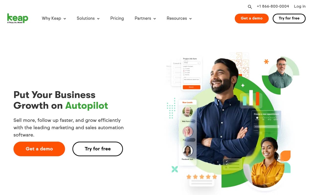 Screenshot of Keap website