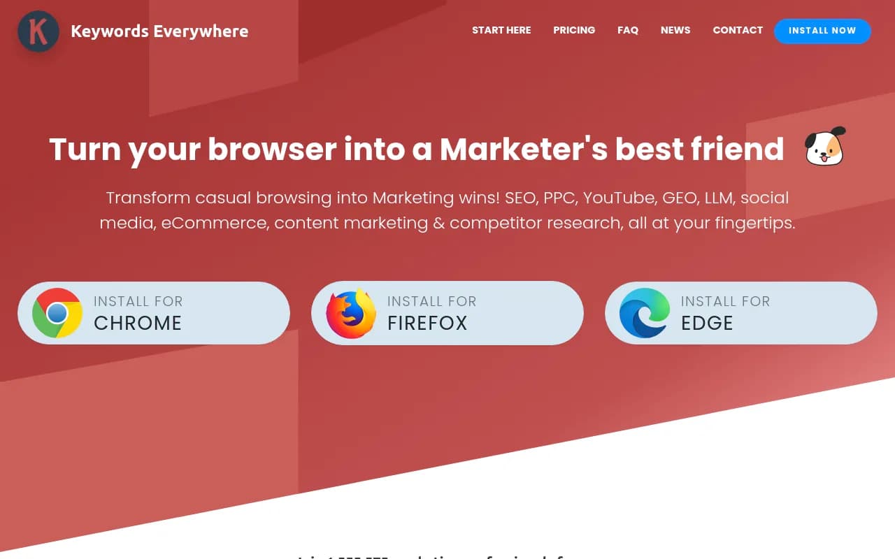 Screenshot of Keywords Everywhere website