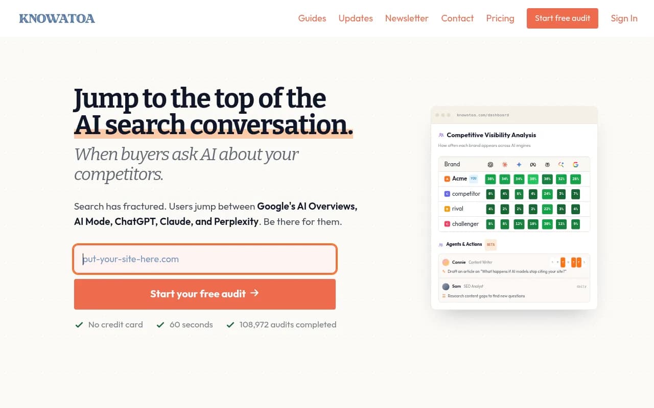 Screenshot of Knowatoa website