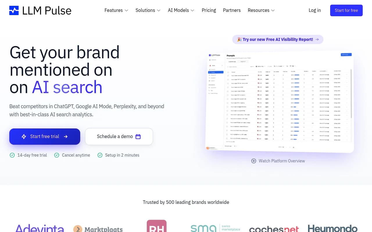 Screenshot of LLM Pulse website