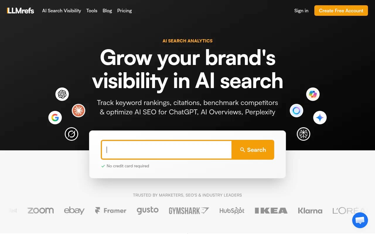 Screenshot of LLMrefs website