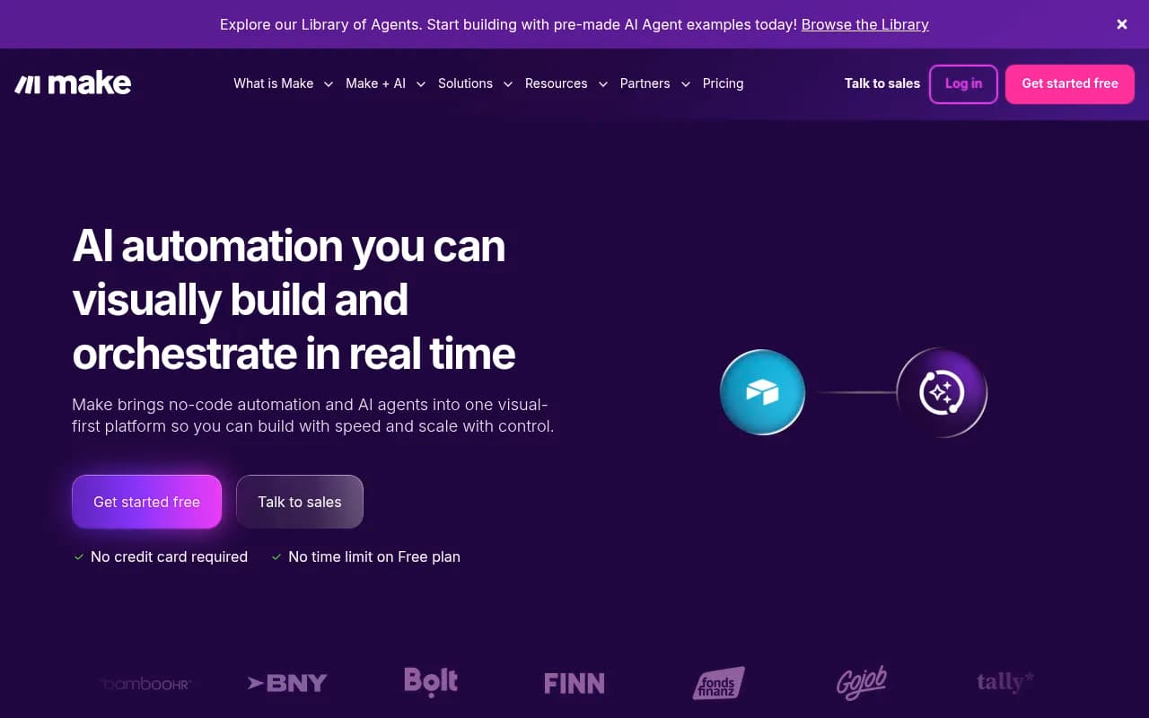 Screenshot of Make (formerly Integromat) website