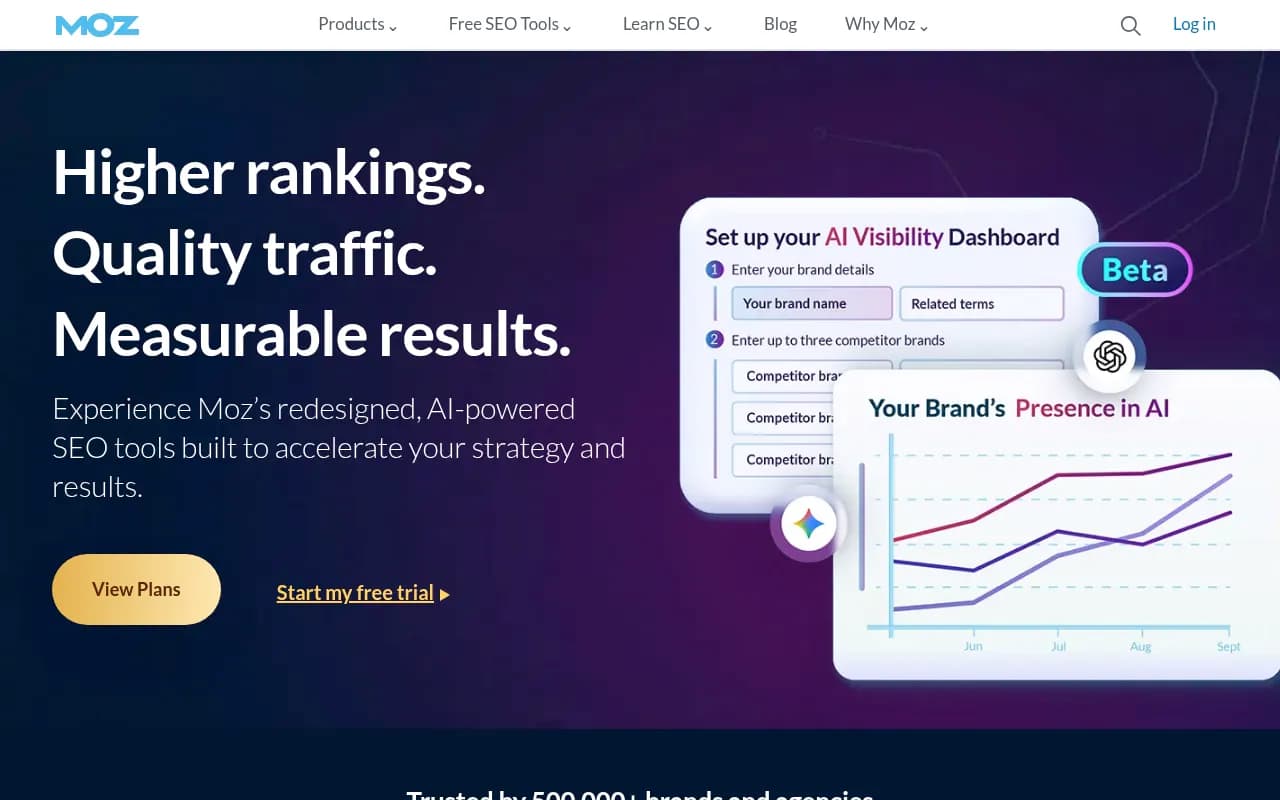 Screenshot of Moz website