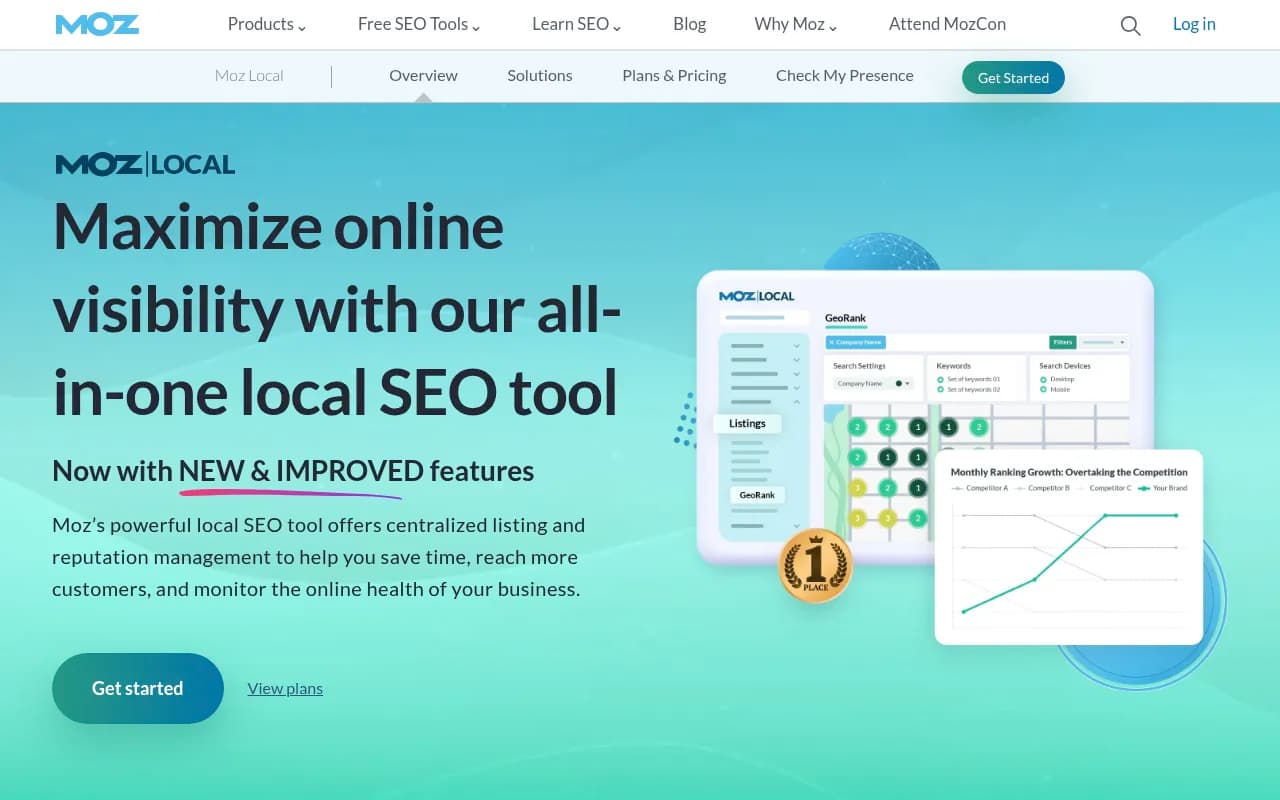 Screenshot of Moz Local website