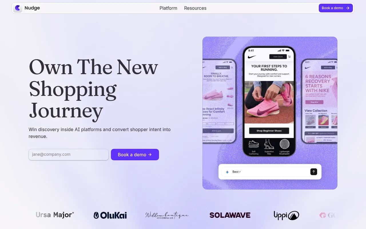 Screenshot of Nudge website
