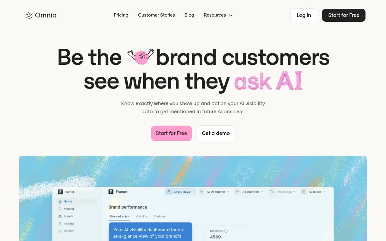 Screenshot of Omnia website