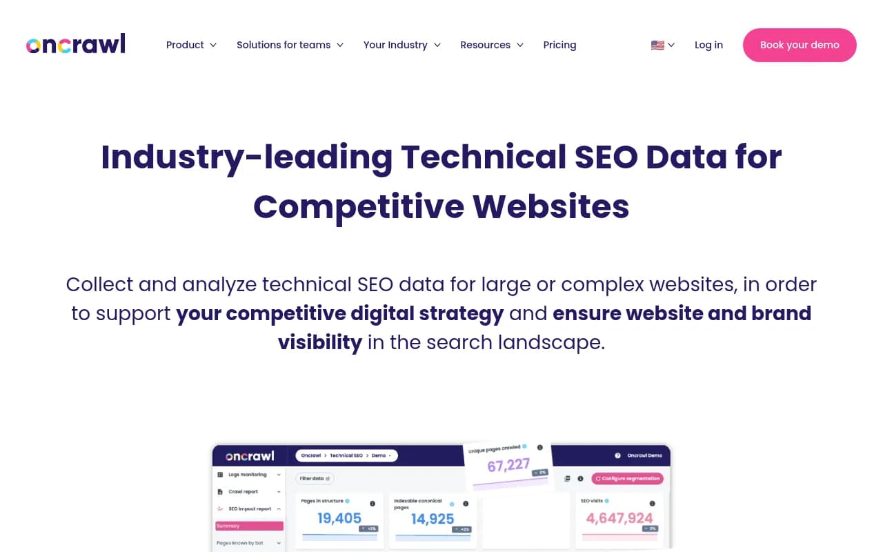 Screenshot of Oncrawl website