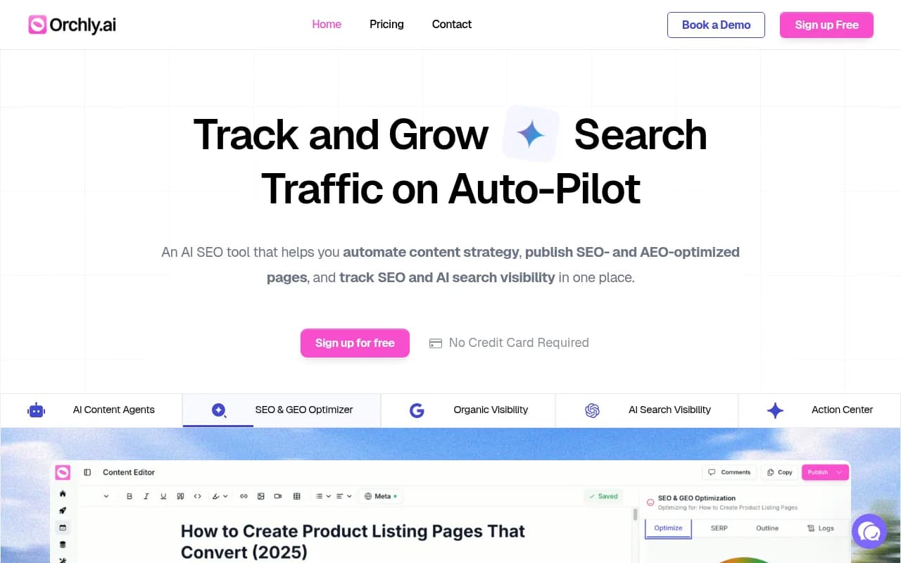 Screenshot of Orchly.ai website