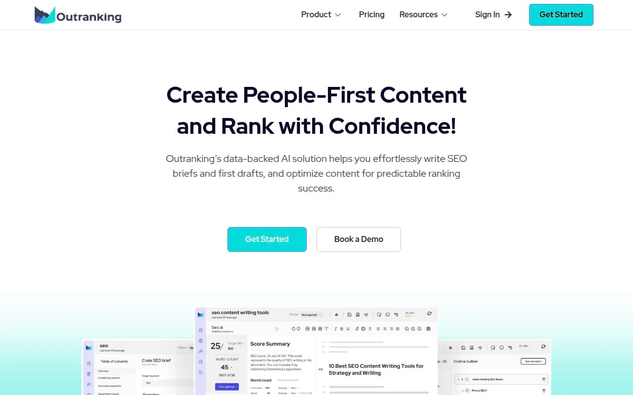 Screenshot of Outranking website