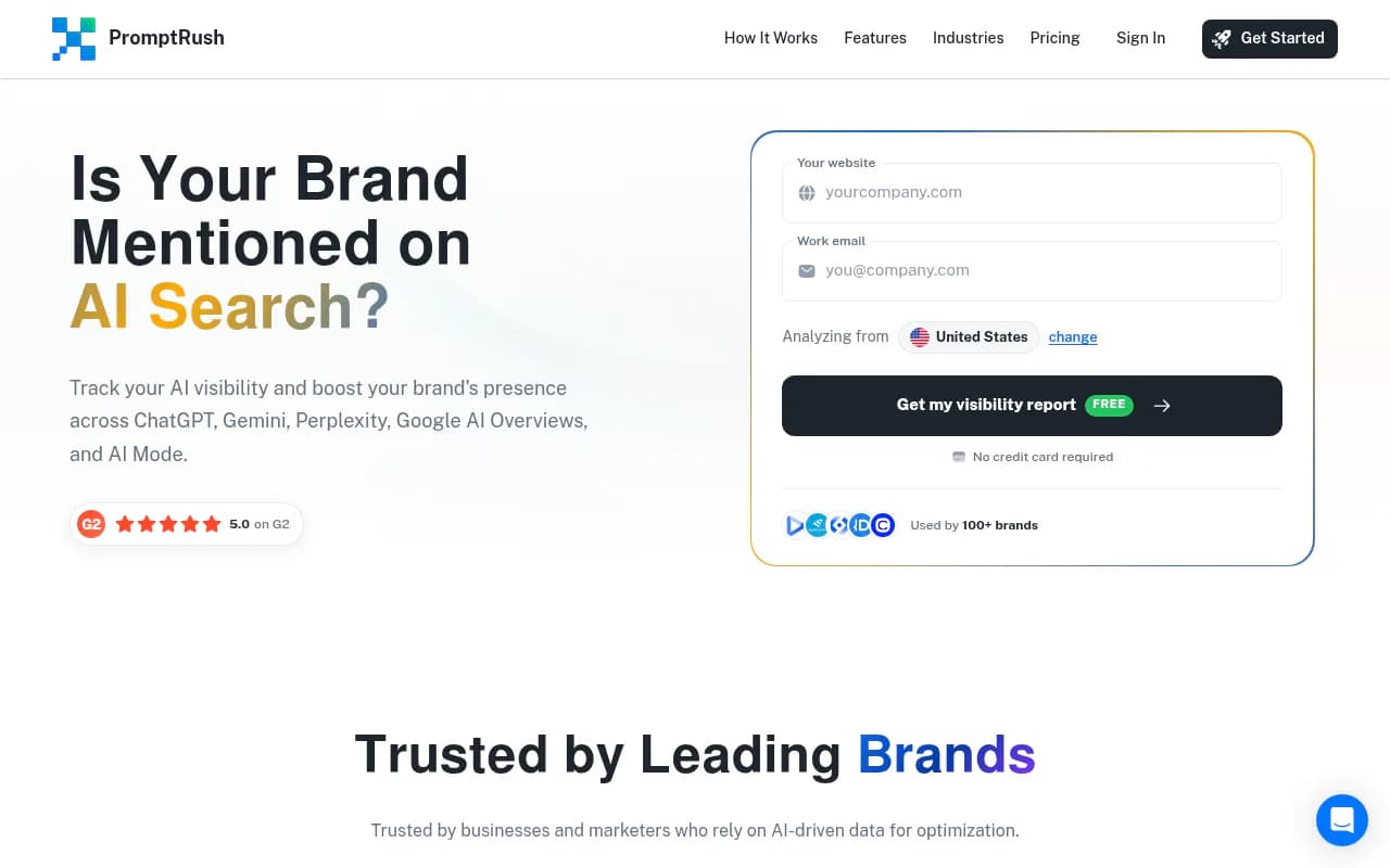 Screenshot of PromptRush website