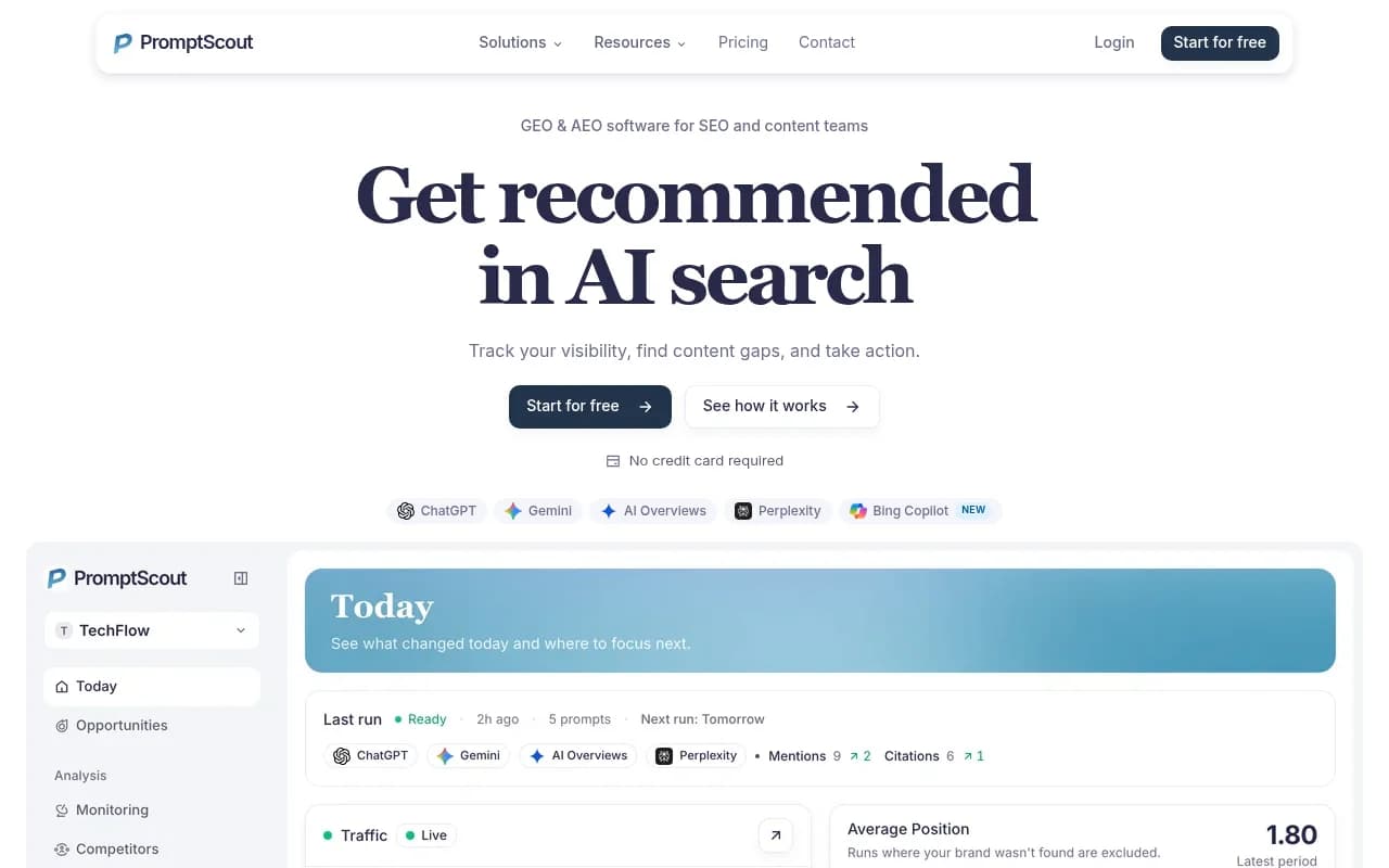 Screenshot of PromptScout
