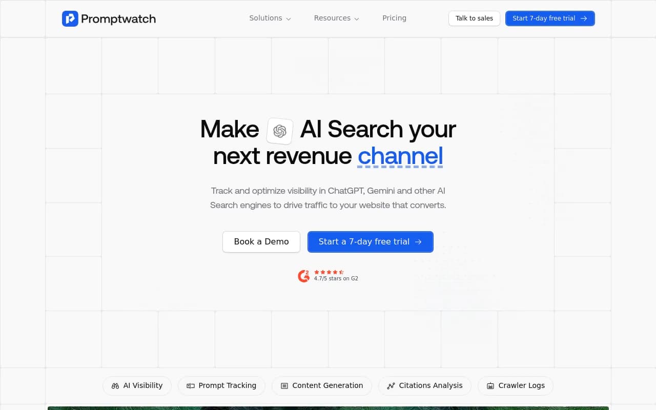 Screenshot of Promptwatch website