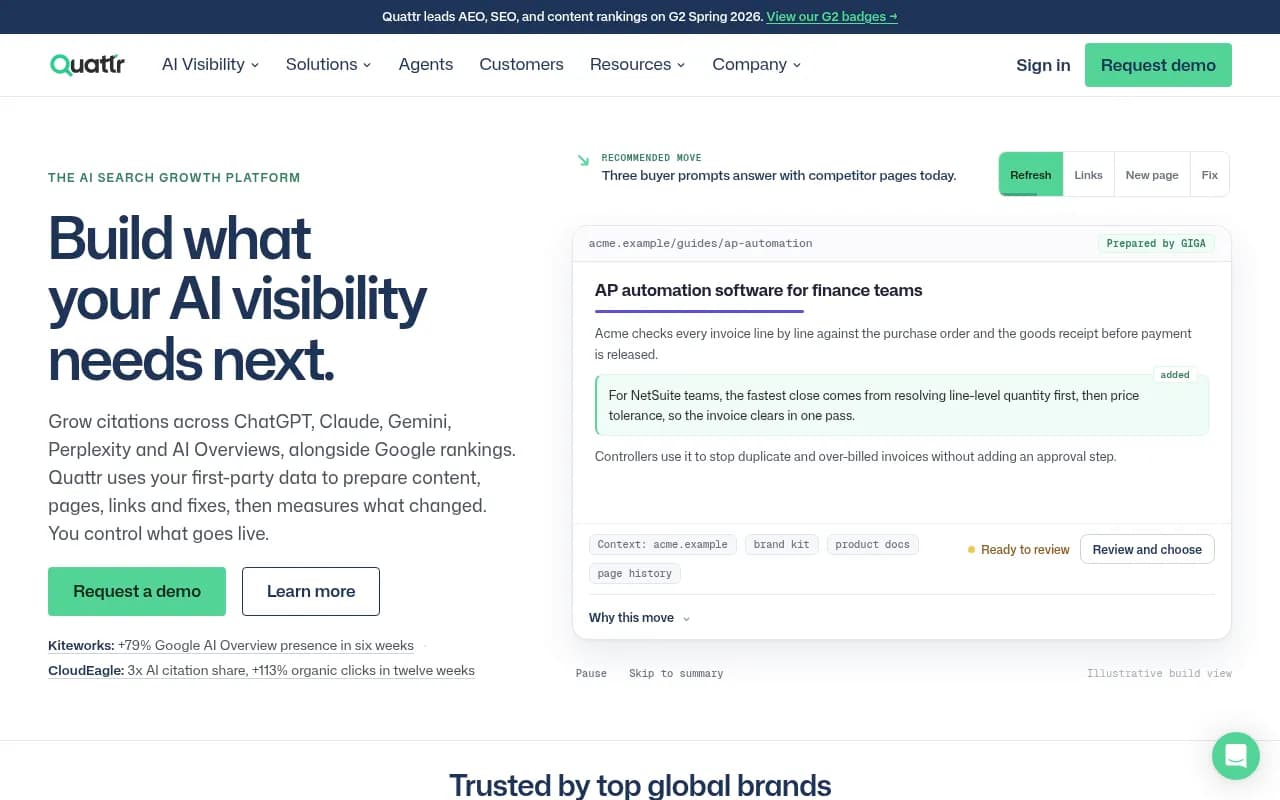 Screenshot of Quattr