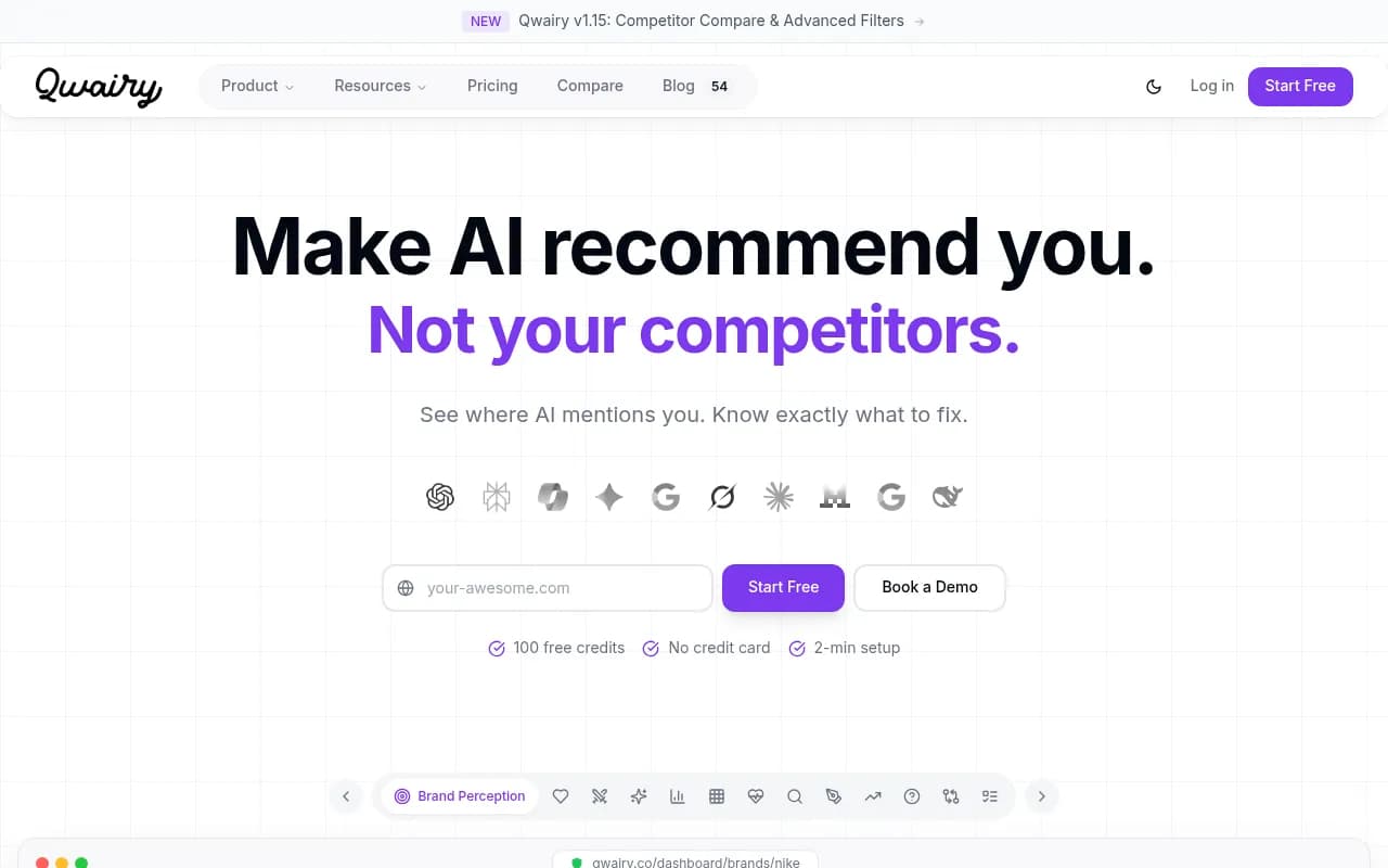 Screenshot of Qwairy website